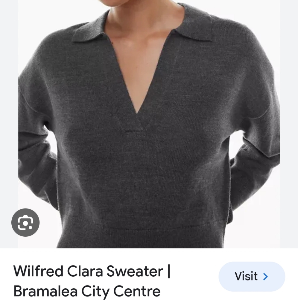 Aritzia Clara V-Neck Gray Sweater